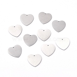 304 Stainless Steel Pendants, Double Side Drawbench, Stamping Blank Tag, Heart, Stainless Steel Color, 19x20x1mm, Hole: 1.5mm(STAS-F271-06E-P)