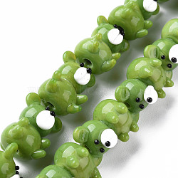 Opaque Handmade Bumpy Lampwork Beads Strands, Bear, Yellow Green, 19~20x14.5~16.5x16~17.5mm, Hole: 2mm, about 25pcs/strand, 10.79 inch(27.4cm)(LAMP-T007-19-A05)