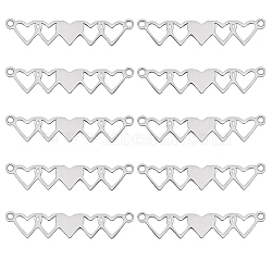 10Pcs Stainless Steel Connector Charms, 5 Hearts Links, Stainless Steel Color, 40x8.5mm, Hole: 1.5mm, 10pcs/box(STAS-SZ0003-16C)