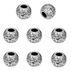 8Pcs 304 Stainless Steel European Beads, Large Hole Beads, Rondelle with Cross, Antique Silver, 10.5x13.5mm, Hole: 5.5mm(STAS-UN0054-44)