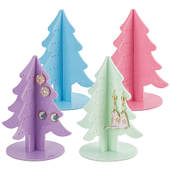 Elite 4 Sets 4 Colors Christmas Tree Acrylic Earring Display Stands, Earring Organizer Holder, Mixed Color, Finished Product: 9.2x9.2x15.5cm, Hole: 2mm, 1 set/color(EDIS-PH0001-69)