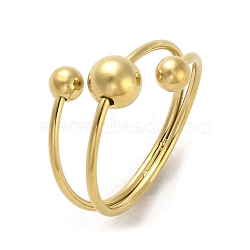 Round Ball 304 Stainless Steel Cuff Ring, Golden, US Size 8 1/2(18.5mm)(RJEW-C036-03C-G)