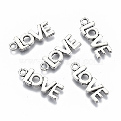 Tibetan Style Alloy Pendants, Word Love, Cadmium Free & Lead Free, Antique Silver, 21x7x1.5mm, Hole: 2mm, about 1200pcs/1000g(TIBEP-N009-053AS-RS)
