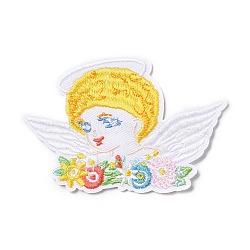 Computerized Embroidery Cloth Iron on/Sew on Patches, Costume Accessories, Angel, Colorful, 93x62x2mm(DIY-H100-10)