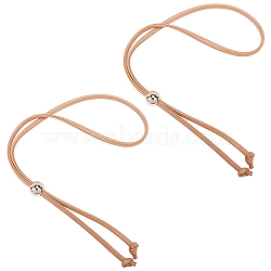 Flat Purse Drawstring Set, including PU Leather Straps, Plastic Pearl Beads, Camel, Strap: 120~122x0.85x0.5cm(DIY-WH0055-32A-02)