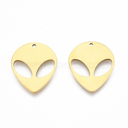 Ion Plating(IP) 201 Stainless Steel Pendants, Saucer Man, Real 18K Gold Plated, 25x21x1.5mm, Hole: 1.6mm(STAS-N098-117LG)