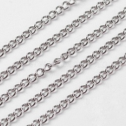 304 Stainless Steel Twist Chains, Soldered, for Men's Chain Necklace Making, with Spool, Stainless Steel Color, 3x2x0.5mm, about 164.04 Feet(50m)/roll(CHS-R004-0.3mm)