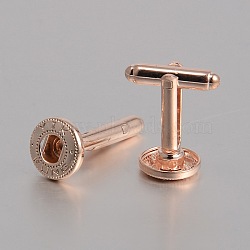 Brass Snap Button Making, Cuff Button, Cufflink Finding Cabochon Settings for Apparel Accessories, Rose Gold, 28x12mm, fit for 5mm knob snap buttons(KK-J184-36RG)