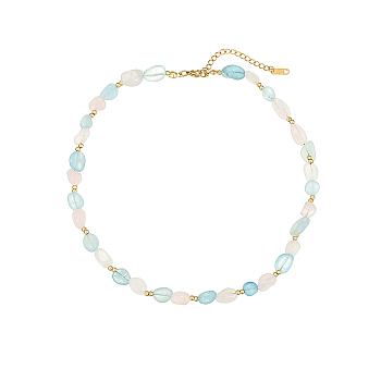 Elegant Natural Rose Quartz & Aquamarine Beaded Necklaces for Women, 15.75 inch(400mm)