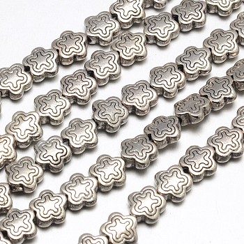 Tibetan Style Star Alloy Bead Strands, Lead Free & Cadmium Free & Nickel Free, Antique Silver, 7x7x2.5mm, Hole: 1.5mm, about 32pcs/strand, 8 inch