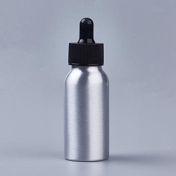 50ml Aluminium Empty Teardrop Bottles, with PP Plastic Screw Lid, for Essential Oils Aromatherapy Lab Chemicals, Black, 10.8x3.5cm, Capacity: 50ml(1.69 fl. oz)