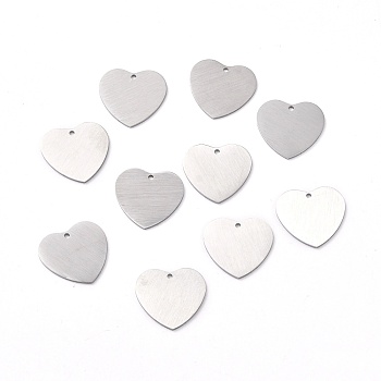 304 Stainless Steel Pendants, Double Side Drawbench, Stamping Blank Tag, Heart, Stainless Steel Color, 19x20x1mm, Hole: 1.5mm