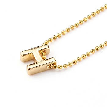 Brass Initial Pendant Necklaces, with Ball Chains, Golden, Letter.H, 16.14 inch(41cm)