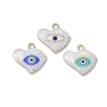 Rack Plating Alloy Enamel Pendants, with Resin, Heart with Evil Eye Charm, Cadmium Free & Nickel Free & Lead Free, Mixed Color, 18x18.5x3mm, Hole: 2mm