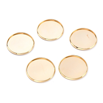 304 Stainless Steel Cabochon Settings, Plain Edge Bezel Cups, Flat Round, Golden, 27x2mm Tray:25mm