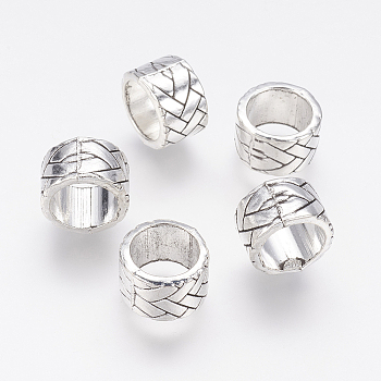 Tibetan Style Alloy Beads, Large Hole Beads, Column, Antique Silver, 13x8mm, Hole: 10mm