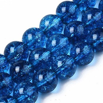 Natural Quartz Beads Strands, Round, Dyed, Marine Blue, 8mm, Hole: 1mm, about 46~47pcs/strand, 14.57~14.96inch(37~38cm)