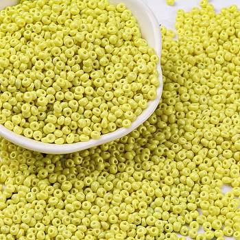 8/0 Baking Paint Glass Seed Beads, Round Hole, Teardrop, Yellow, 3x2mm, Hole: 1mm, about 18750pcs/pound