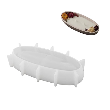 Oval Candle Boat Jar Molds, Creative Silicone Candle Vessels Pot Molds, Concrete Container Storage Tray Making Moulds, White, 22.2x10.8x4.25cm, Inner Diameter: 7.18x20cm