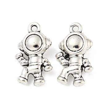 Tibetan Style Alloy Pendants, Spaceman Charms, Nickel, Antique Silver, 19x11x5mm, Hole: 1.6mm