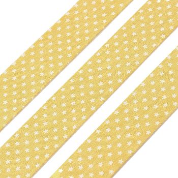 5M Cotton Linen Strar Printed Ribon, Garment Accessories, Gold, 1 inch(25mm), about 5.47 Yards(5m)/Roll