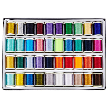 Polyester Embroidery Thread, for Garment Accessories, Mixed Color, 0.5mm, 40 colors, 1pc/color, 40pcs/box