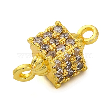 Brass Micro Pave Cubic Zirconia Cube Links Connector Charms(KK-A230-04G)-2