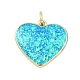 Brass Pave Synthetic Opal Heart Pendants(KK-I723-20G)-1