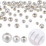 60Pcs 3 Styles 925 Sterling Silver Beads, Round, Silver, 2.5~4x2~3.5mm, Hole: 1~1.5mm, 20pcs/style(STER-AR0001-19)