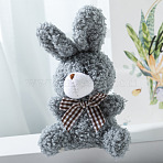 Cute Plush PP Cotton Rabbit Doll Pendant Decorations, with Alloy Findings, for Keychain Bag Hanging Decoration, Gray, 10~11cm(PW-WG46218-04)