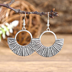 Zinc Alloy Dangle Earrings, Antique Silver, Fan, 49x34mm(FS-WG945BB-02)