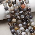 Natural Botswana Agate Beads Strands, Round, 8~8.5mm, Hole: 0.7mm, about 46pcs/strand, 15.24~15.35''(38.7~39cm)(G-H334-A01-02)