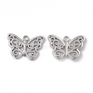 304 Stainless Steel Pendants, Butterfly Charms, Stainless Steel Color, 18x25x2mm, Hole: 2.5mm(STAS-K242-04P)