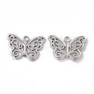 Non-Tarnish 304 Stainless Steel Pendants, Butterfly Charms, Stainless Steel Color, 18x25x2mm, Hole: 2.5mm(STAS-K242-04P)