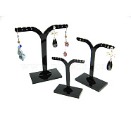 Black Pedestal Display Stand, Jewelry Display Rack, Earring Tree Stand, about 6.3~9.3cm wide, 6.3~10.5cm long. 3 Stands/Set(X-PCT039-2)