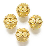 Brass Beads, Round, Matte Style, Matte Gold Color, 11x11mm, Hole: 2.5mm(KK-S310-12)