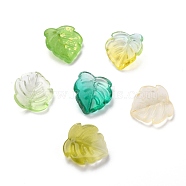 Transparent Glass Pendants, Strawberry Leaf, Mixed Color, 15x14x4mm, Hole: 1mm(GLAA-B004-02F)