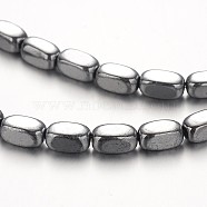 Electroplate Non-magnetic Synthetic Hematite Bead Strands, Cuboid, Silver Plated, 8x4x4mm, Hole: 1mm, about 52pcs/strand, 15.7 inch(G-F300-40A-01)