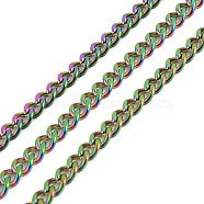 Vacuum Plating 304 Stainless Steel Cuban Link Chains, Unwelded, with Spool, Rainbow Color, 6x4.5x2mm, about 32.81 Feet(10m)/Roll(CHS-K016-03B-MC)