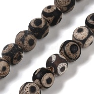 Tibetan Style dZi Beads, Natural Weathered Agate Beads Strands, Round, Dyed & Heated, 3-Eye, 8mm, Hole: 1mm, about 48pcs/strand, 14.96''(38cm)(G-K166-02-8mm-L3-01)