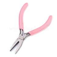 45# Carbon Steel Jewelry Pliers, Flat Nose Pliers, Polishing, Pink, 12.8x7.65x0.9cm(PT-L007-12)