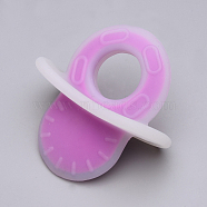 Food Grade Eco-Friendly Silicone Big Pendants, Chewing Pendants For Teethers, DIY Nursing Necklaces Making, Dummy Pacifier, Orchid, 78~79x74.5x42~43mm, Inner Diameter: 24.5mm(SIL-Q011-04D)