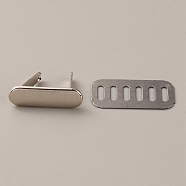 Zinc Alloy Bag Decorative Clasps, Stamping Blank Tags, with Iron Shim, Oval, Platinum, 2.3x0.7x0.15cm(FIND-WH0127-93P)