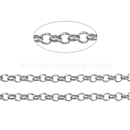 Brass Rolo Chains, Belcher Chains, Soldered, Long-Lasting Plated, with Spool, Cadmium Free & Nickel Free & Lead Free, Platinum, 2.4x0.8mm, about 301.83 Feet(92m)/roll(CHC-S008-002E-P)