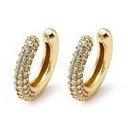 Cubic Zirconia C-Shaped Cuff Earrings, Gold Plated Brass Jewelry for Non-pierced Ears, Cadmium Free & Lead Free, Silver, 14x15x3mm(EJEW-G295-19G-04)