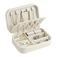 Rectangle Imitation Leather Jewelry Storage Zipper Box, Portable Travel Jewelry Storage Accessories Case, PapayaWhip, 16x11.5x6cm(PW-WG46342-01)