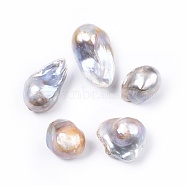 Natural Baroque Keshi Pearl Beads, Freshwater Pearl Beads, No Hole, Nuggets, Seashell Color, 24~38x19~22x15~17mm(PEAR-N020-J11)