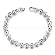 SHEGRACE 925 Sterling Silver Beaded Link Bracelets, Silver, 6-1/2 inch(165mm)(JB412A)