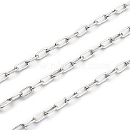304 Stainless Steel Paperclip Chains, Drawn Elongated Cable Chains, Soldered, Stainless Steel Color, 5x2.5x0.5mm(STAS-H111-04P-A)