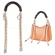 Braided Canvas Bag Straps, with Alloy Spring Gate Rings, Bag Replacement Accessories, Black, 84.5x1.9~2cm(FIND-WH0111-345)